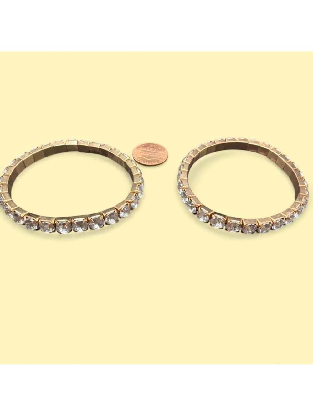 Set of 2 Gold-Tone Rhinestone Stretch Bracelets